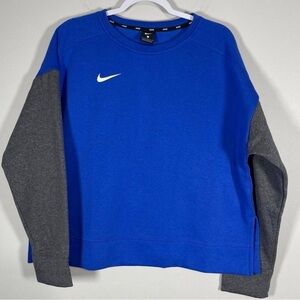 Nike Unisex Blue Crewneck Sweatshirt XXL Colorblock Gray Sleeves Athletic Look